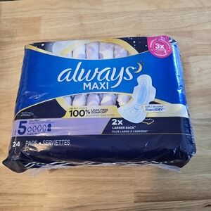 New unopened Always Maxi pads size 5 wings extra heavy overnight one pack 24 ct